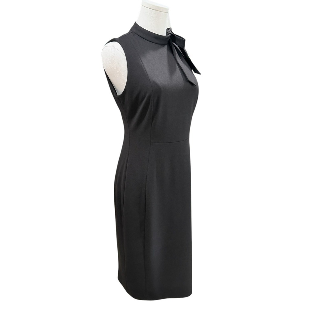Calvin Klein Black Sheath Midi Dress LBD Office Career Old Money Elegant Size 6 - Picture 7 of 9